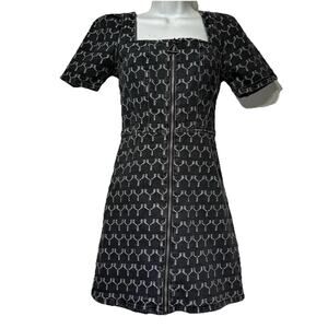 urban revivo denim full zip short sleeve dress Size S